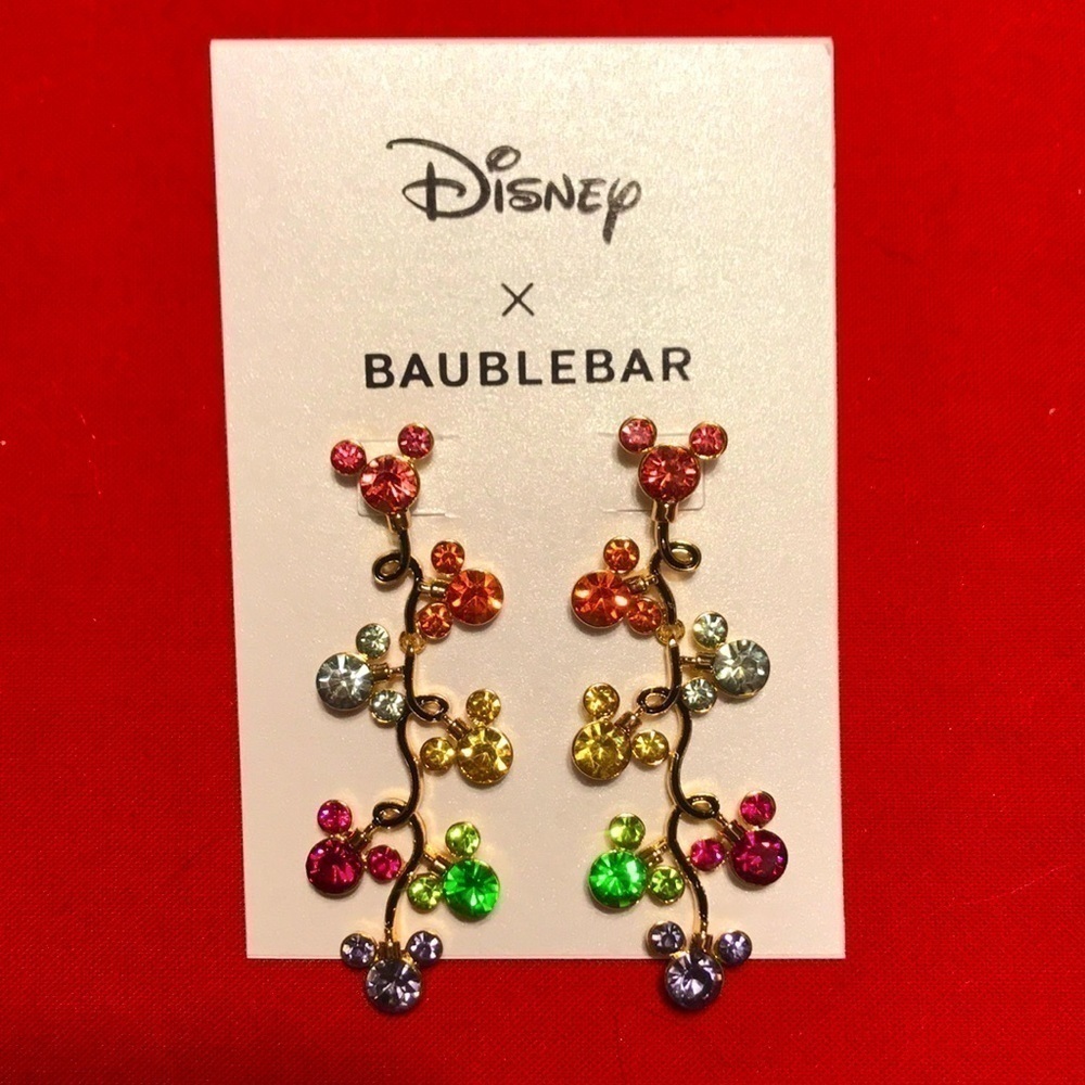 Brand New Disney X BaubleBar Mickey Mouse Christmas Lights Earrings Colorful